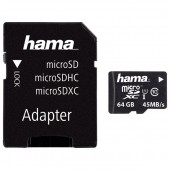 Card de memorie microSDHC 64GB Clasa 10 UHS-I 45MB/S + adaptor HAMA