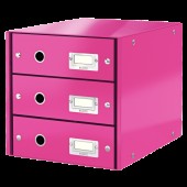 Suport pentru documente cu 3 sertare roz LEITZ Click & Store