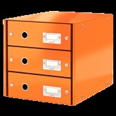 Suport pentru documente cu 3 sertare portocaliu LEITZ Click & Store