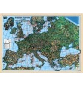 Harta plastifiata Europa fizica-coduri postale 140 x 100cm AMCO PRESS