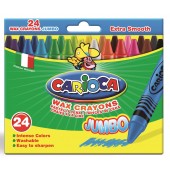 Creioane cerate rotunde, lavabile, 24 culori/cutie, CARIOCA Wax Crayon Jumbo